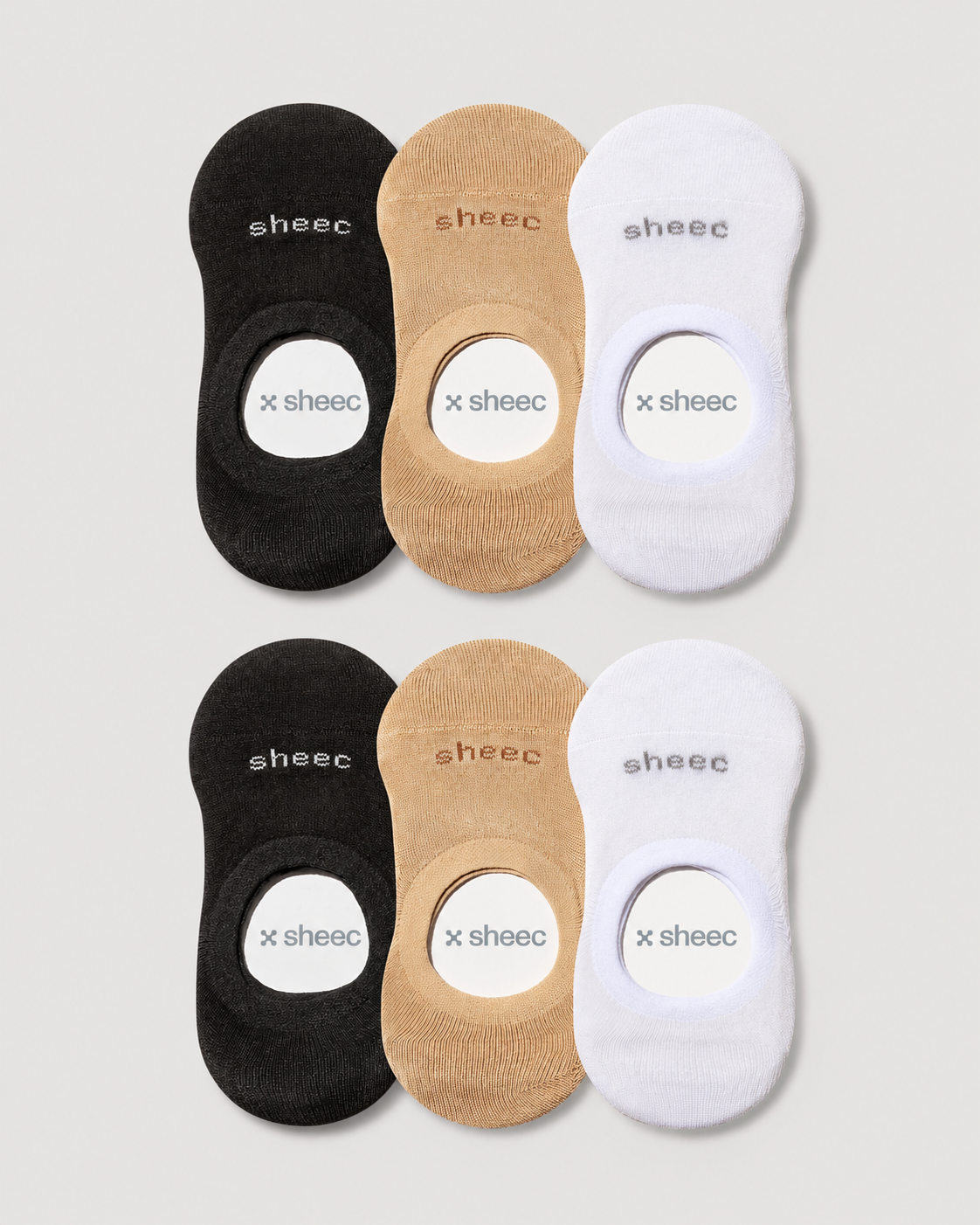 Active Mid-cut No Show Socks | Black, Beige, White 6-Pair