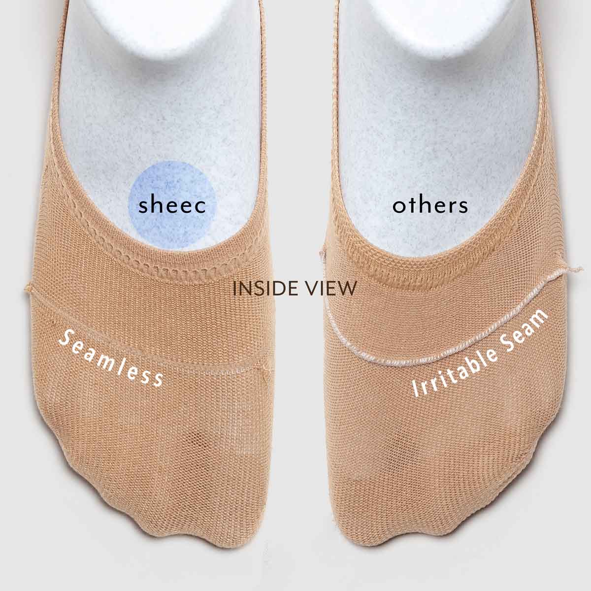 No show socks with seamless toe box for comfortable wear.