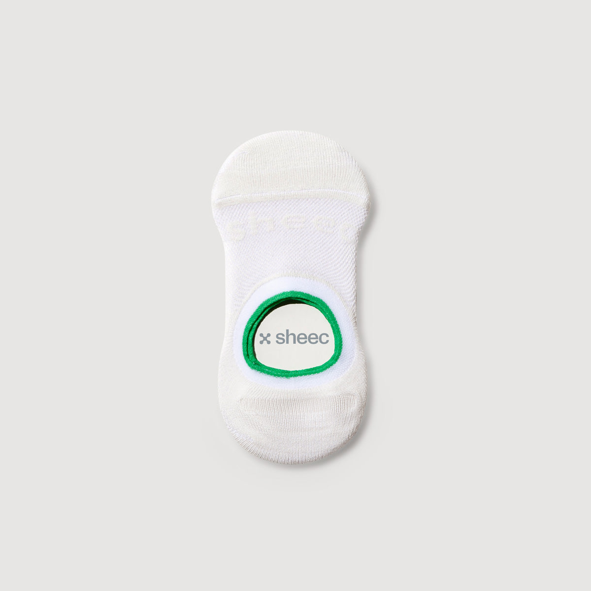 Active Mid-cut Bamboo No Show Socks | White w/ Green Line