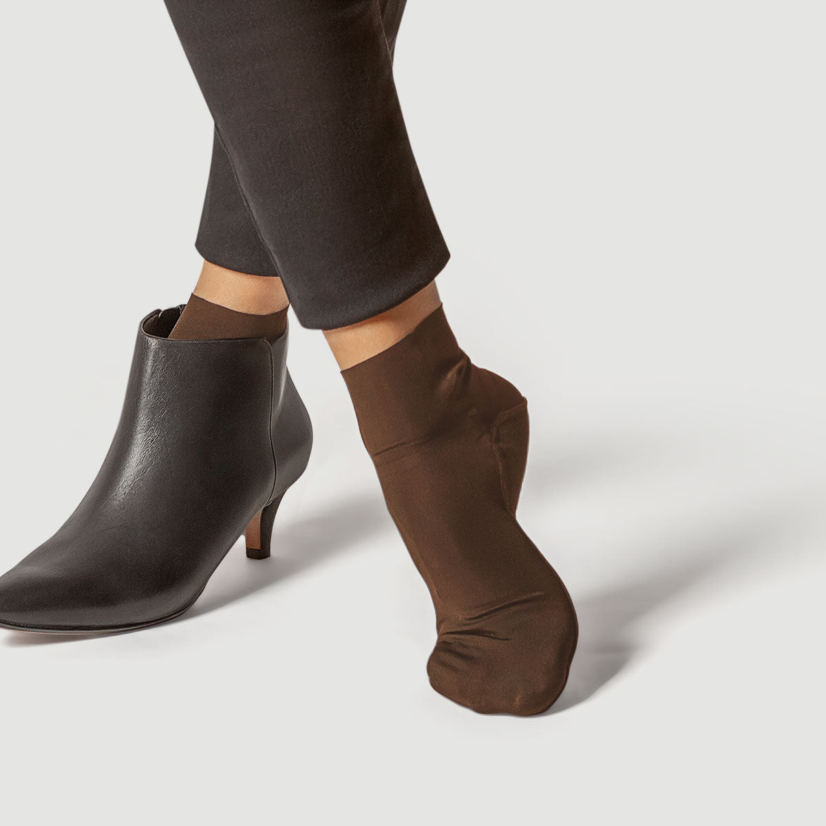 Ultra Thin Socks for Ankle Booties | Brown 4 Pairs