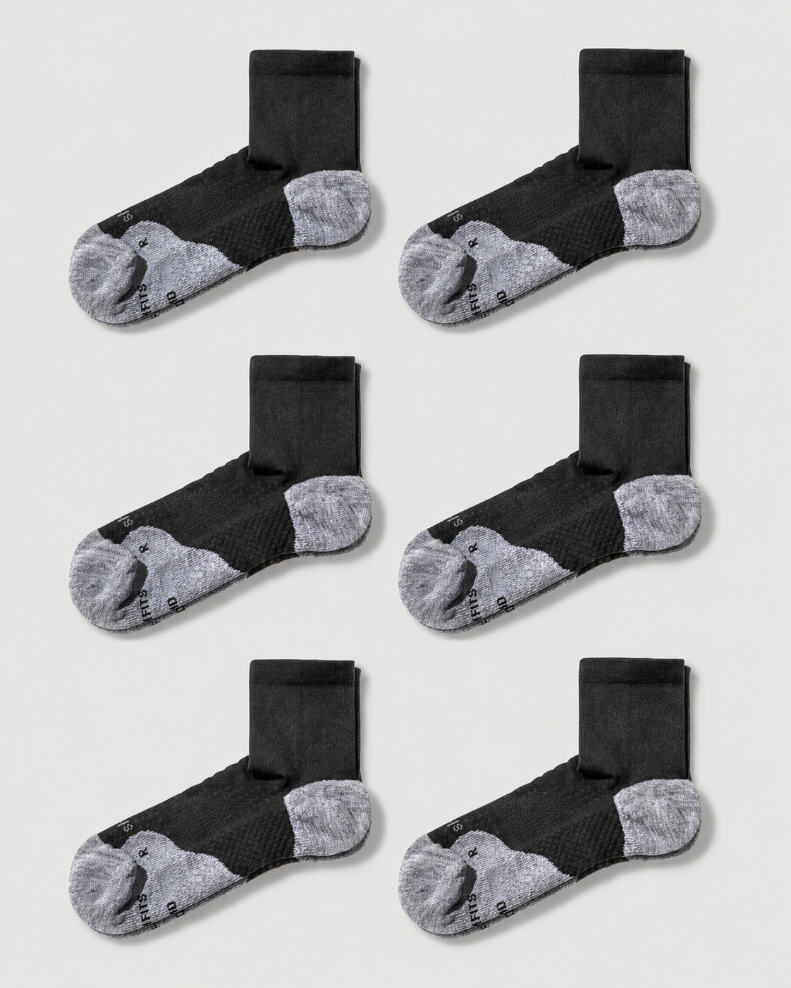 ComFits Compression Quarter Socks | Black 6 Pair Multipack