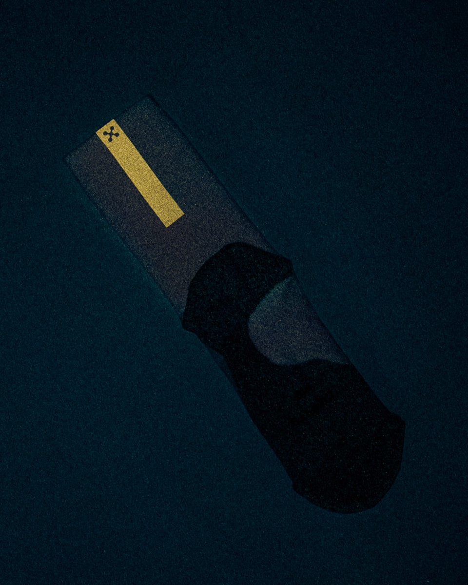 Daybreak – Reflective Compression Crew Socks | White + Neon Yellow