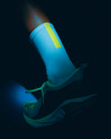 Daybreak – Reflective Compression Crew Socks | White + Neon Yellow