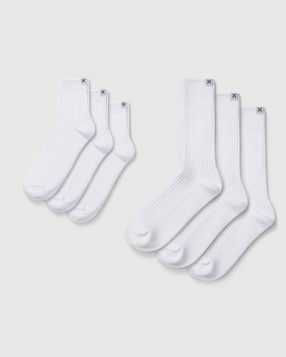 Everywear Refined Ankle & Crew Socks | White Variety 6-Pair Bundle