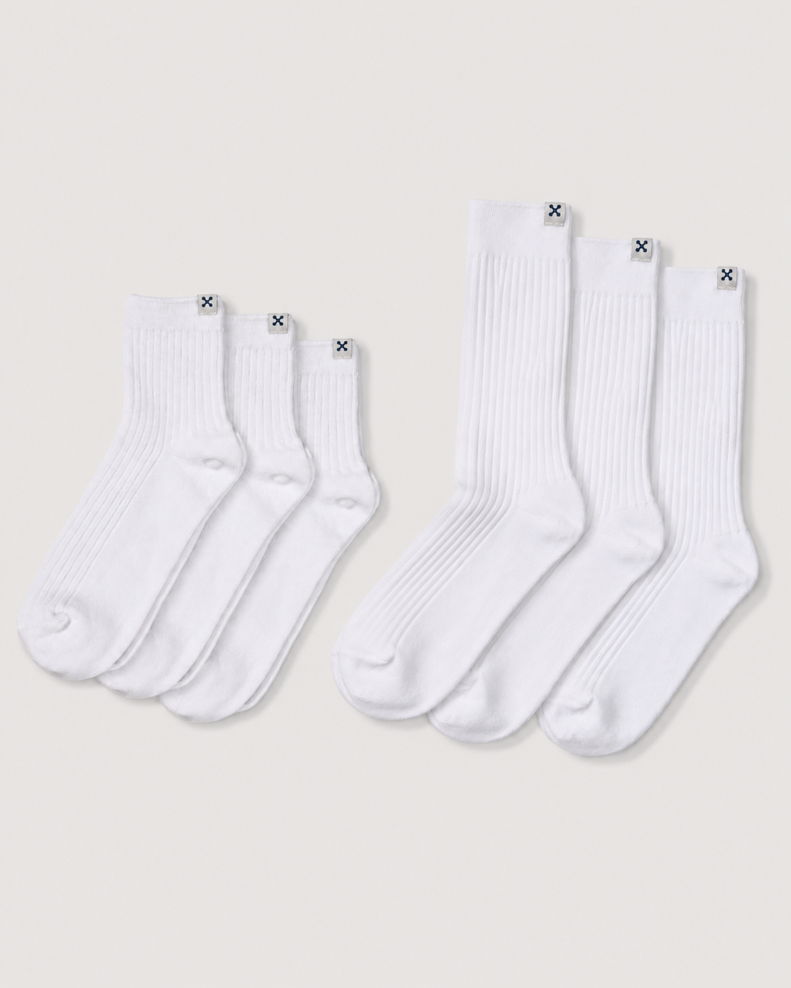 Everywear Refined Ankle & Crew Socks | White 6-Pair Multipack
