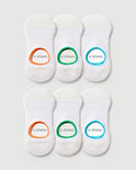 Active Mid-cut No-show Socks | Mesh Top | White/Multi-Color 6-Pair Multipack