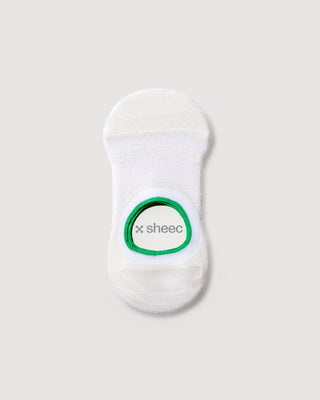 Active Mid-cut No Show Socks | Mesh Top | White w/ Green Line