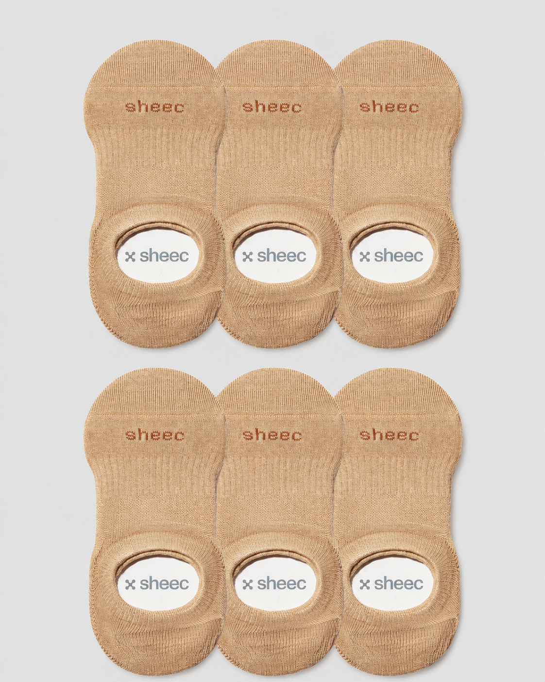 Active High-cut No Show Socks | Beige 6-Pair Multipack