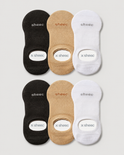 Active High-cut No Show Socks | Black, Beige, White 6-Pair Multipack