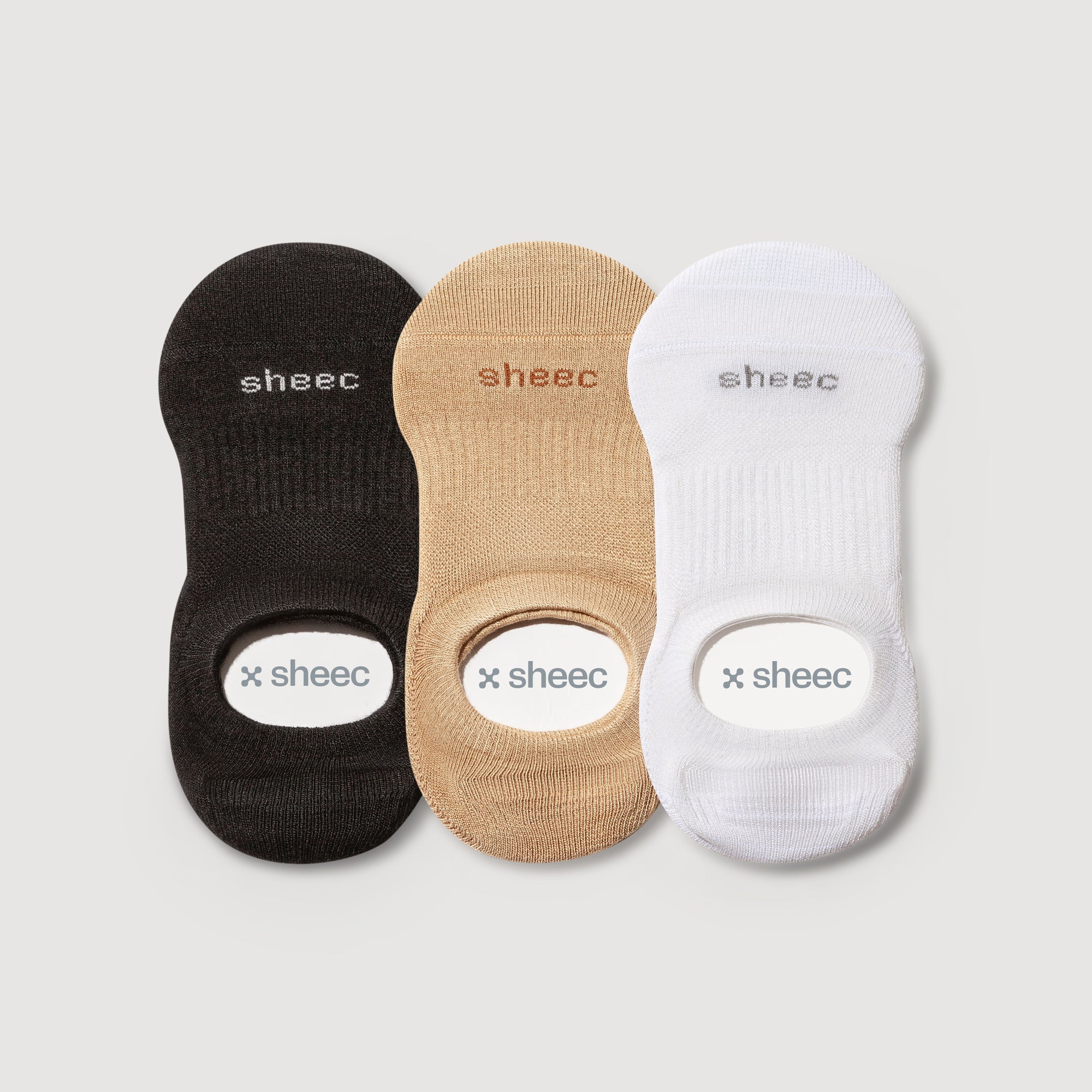 Active High-cut No Show Socks | Black, Beige, White Multipack