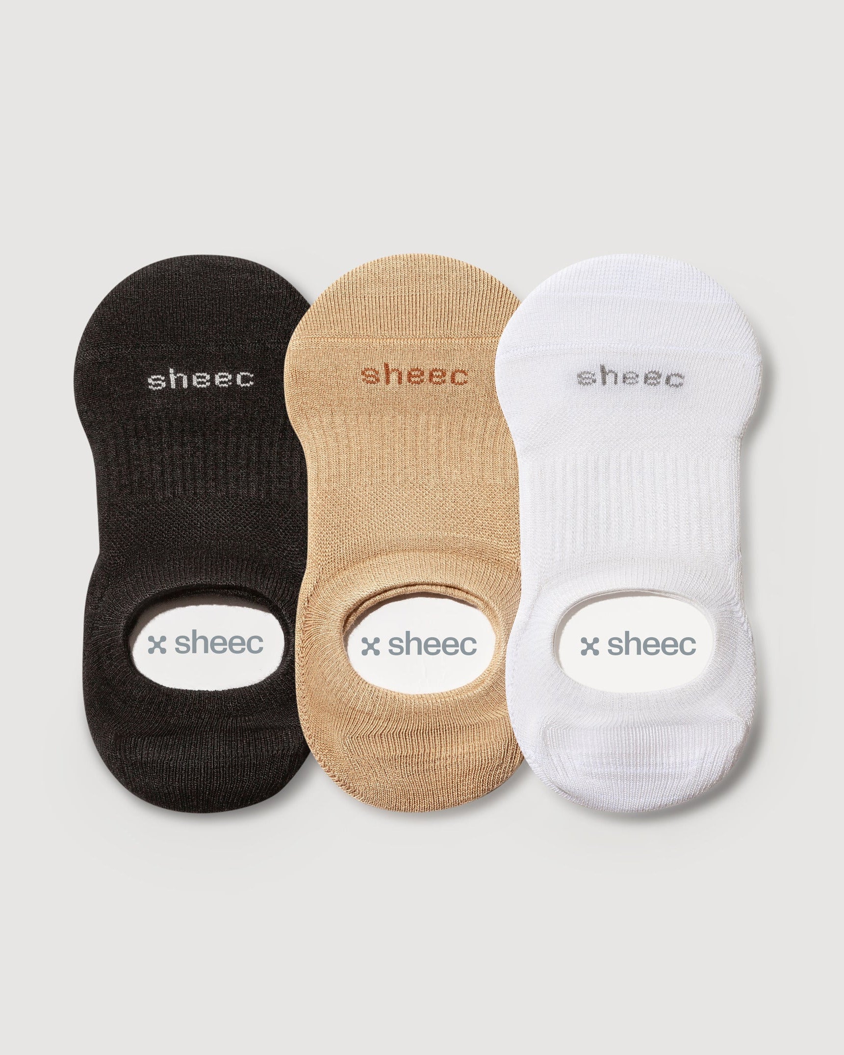 Active High-cut No Show Socks | Black, Beige, White Multipack