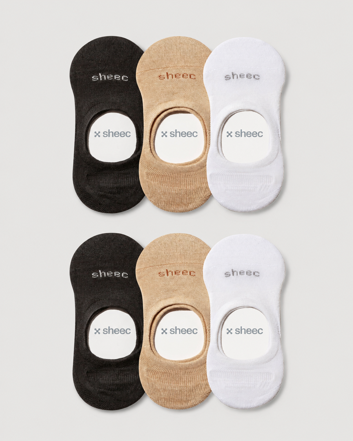 Active Low-cut No Show Socks | Black, Beige, White 6-Pair Multipack