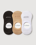 Active Mid-cut  No Show Socks | Black, Beige, White Multipack