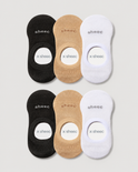 Active Mid-cut  No Show Socks | Black, Beige, White 6-Pair