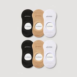 Active Mid-cut  No Show Socks | Black, Beige, White 6-Pair