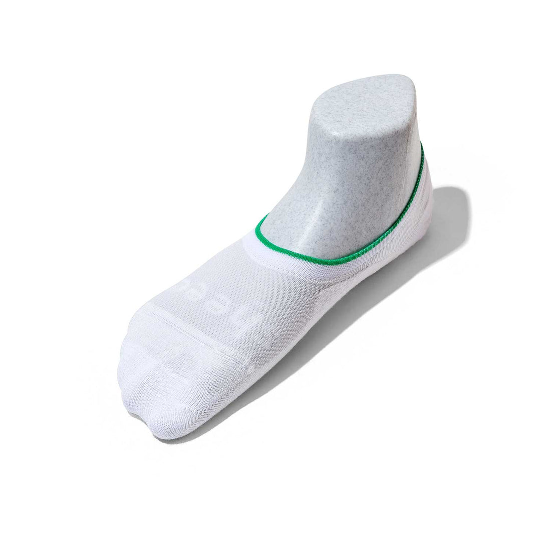 Active Mid-cut Bamboo Mesh No Show Socks | White w/ Green Line