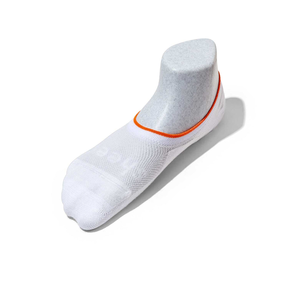 Active Mid-cut Bamboo Mesh No Show Socks | White w/ Orange Line