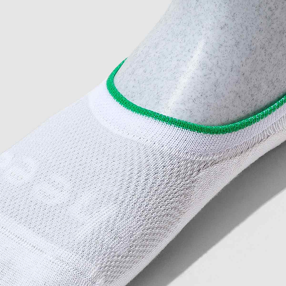 Active Mid-cut Bamboo No Show Socks | White w/ Green Line