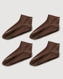 Ultra Thin Socks for Ankle Booties | Brown 4 Pairs