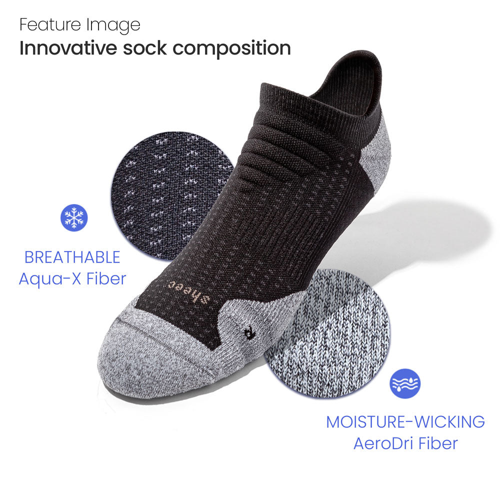ComFits Compression Aqua-X AeroDri No Show Blister Tab Socks | BLACK