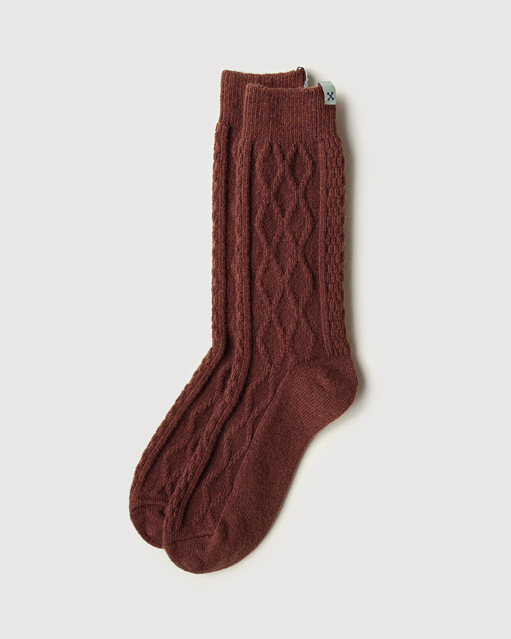 Cable Knit Wool Socks | Terracotta