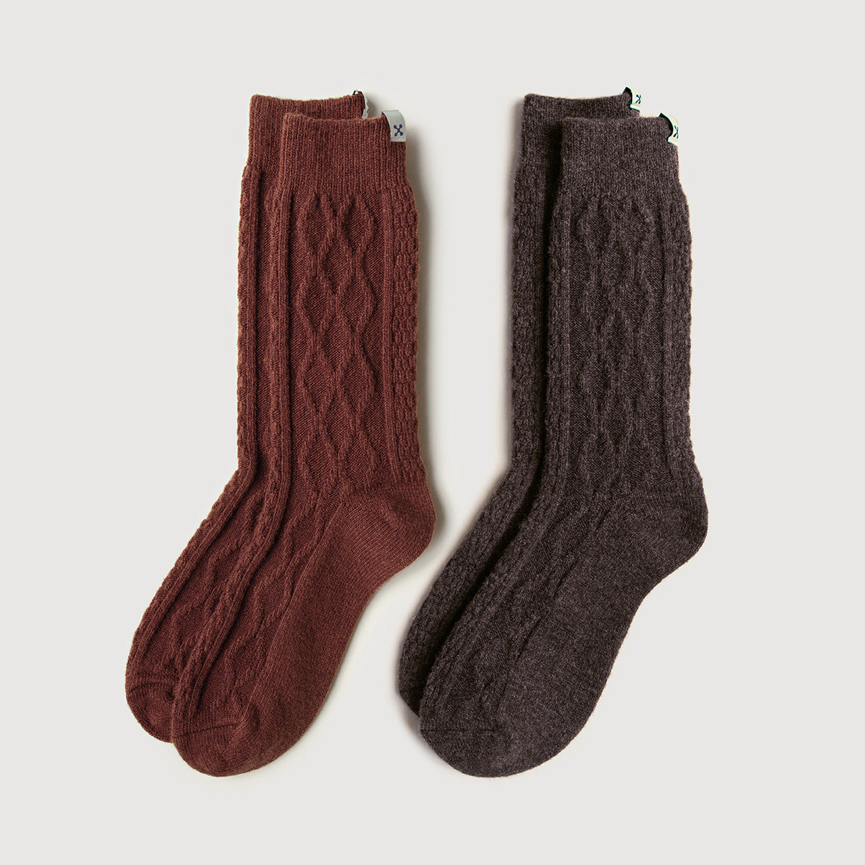 Cable Knit Wool Socks | 2 Pair Multipack