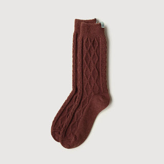 Cable Knit Wool Socks | Terracotta