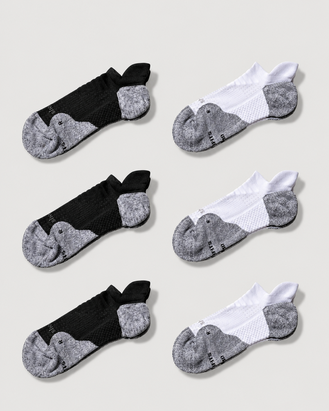 ComFits Compression Blister Tab Socks | Black / White 6 Pair Multipack