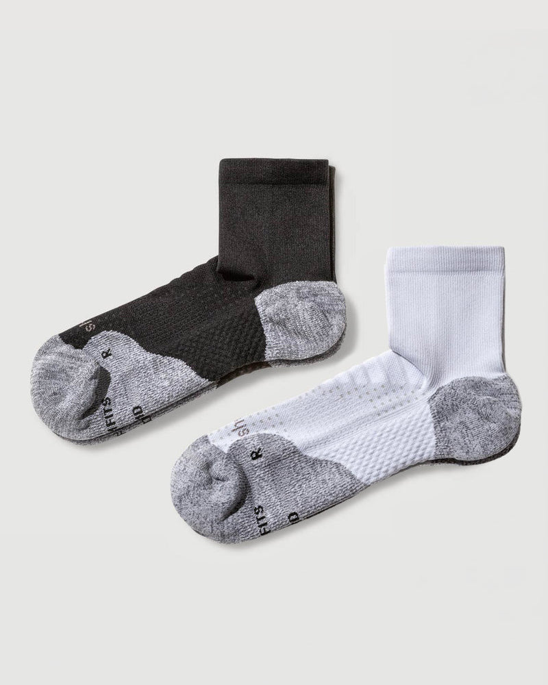 ComFits Compression Quarter Socks | Black & White 2-Pair Multipack