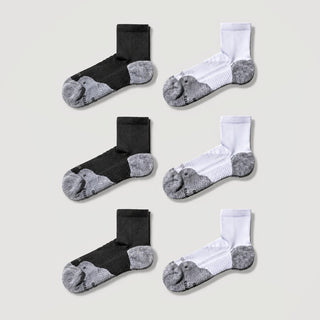 ComFits Compression Quarter Socks | Black & White 6-Pair Multipack