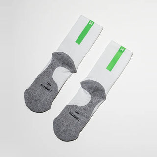 Daybreak – Reflective Compression Crew Socks | White + Neon Green