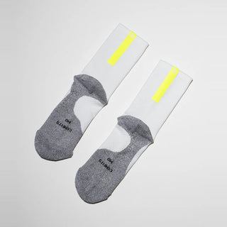 Daybreak – Reflective Compression Crew Socks | White + Neon Yellow