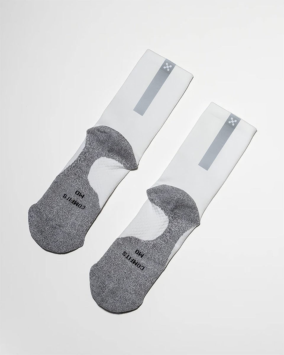 Daybreak – Reflective Compression Crew Socks | WHITE + Silver