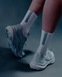 Daybreak – Reflective Compression Crew Socks | WHITE + Silver