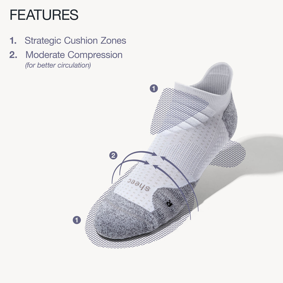 ComFits Compression Aqua-X AeroDri No Show Blister Tab Socks | CHALK WHITE