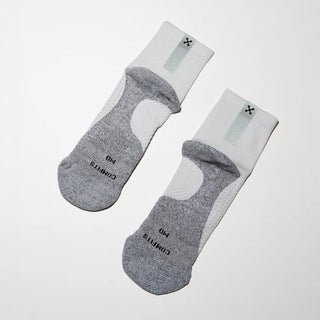 Daybreak – Reflective Compression Quarter Crew Socks | White + Silver