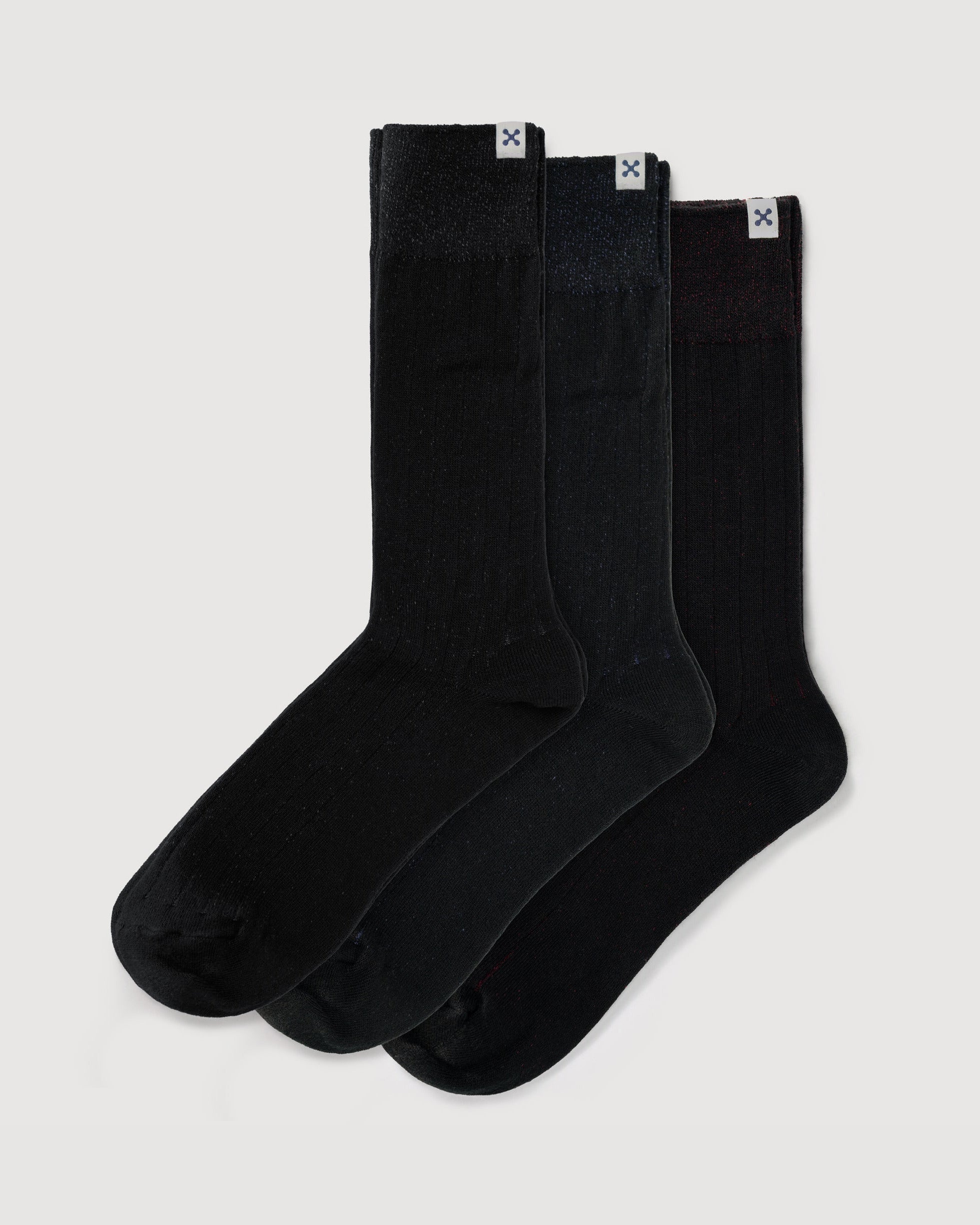 Everywear Classic Crew Socks | BLACK Two-tone Combo 3 Pairs