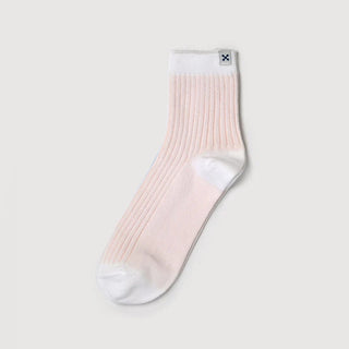 Everywear Refined Ankle Socks | White x Peach