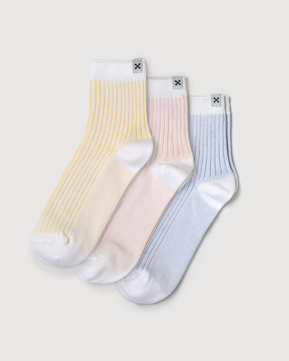 Everywear Refined Ankle Socks | WHITE Two-tone Combo 3 Pairs