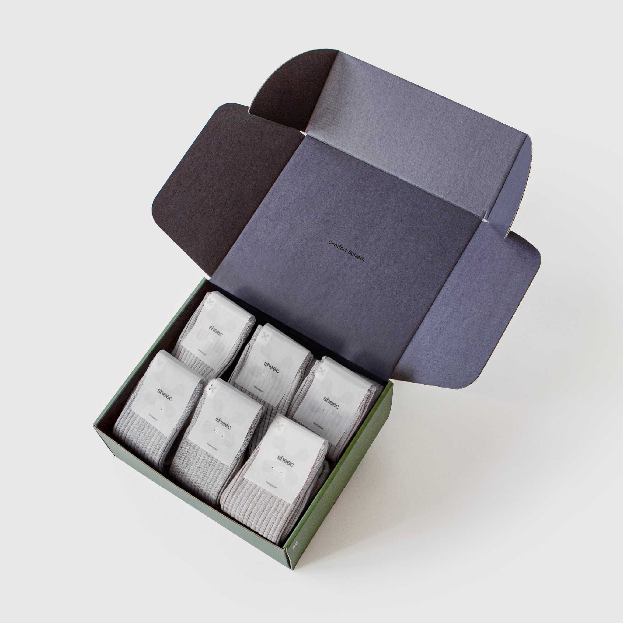 Everywear Refined Ribbed Socks | GRAY Two-tone 6 Pair Gift Box