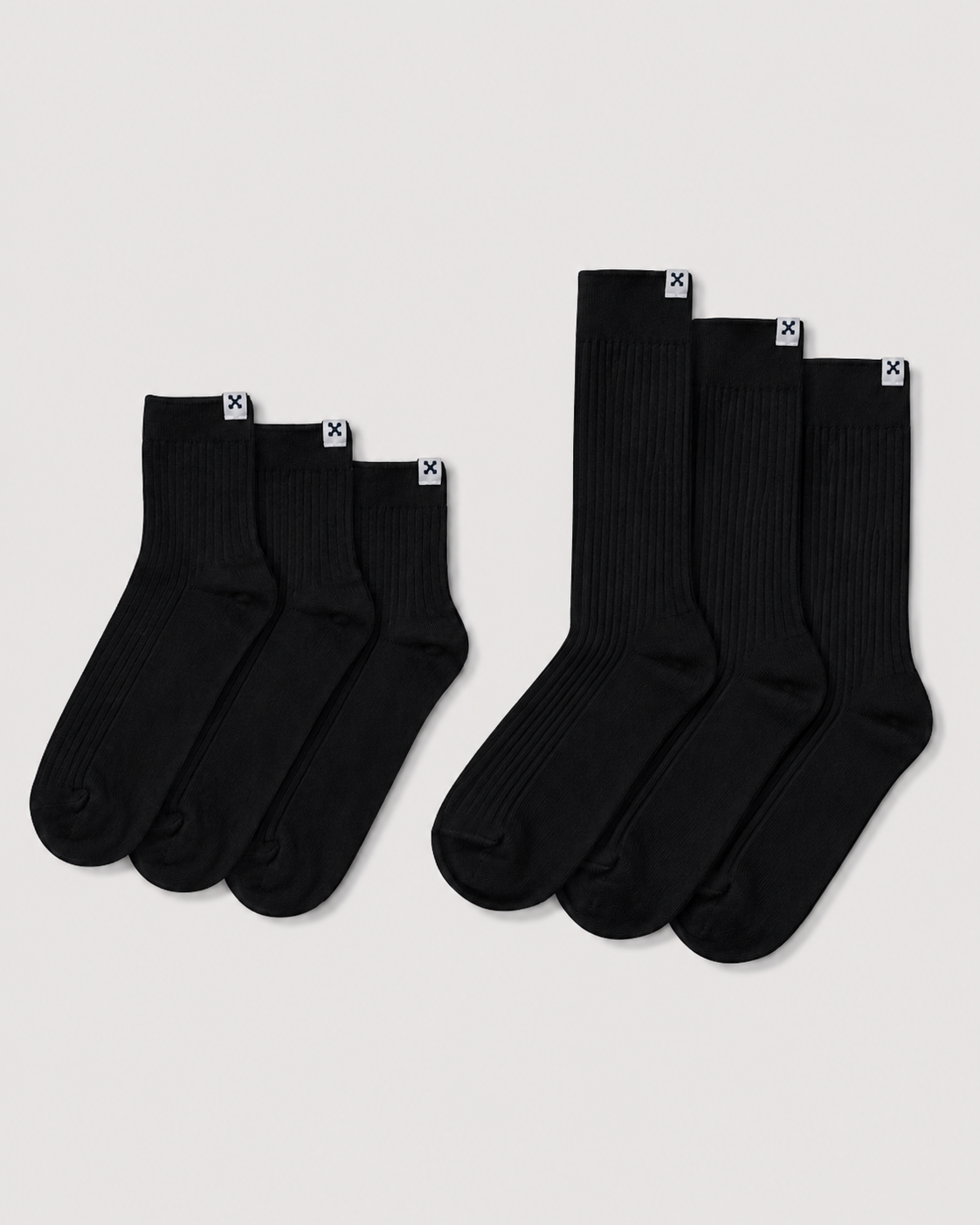 Everywear Refined Ankle & Crew Socks | Black 6-Pair Multipack