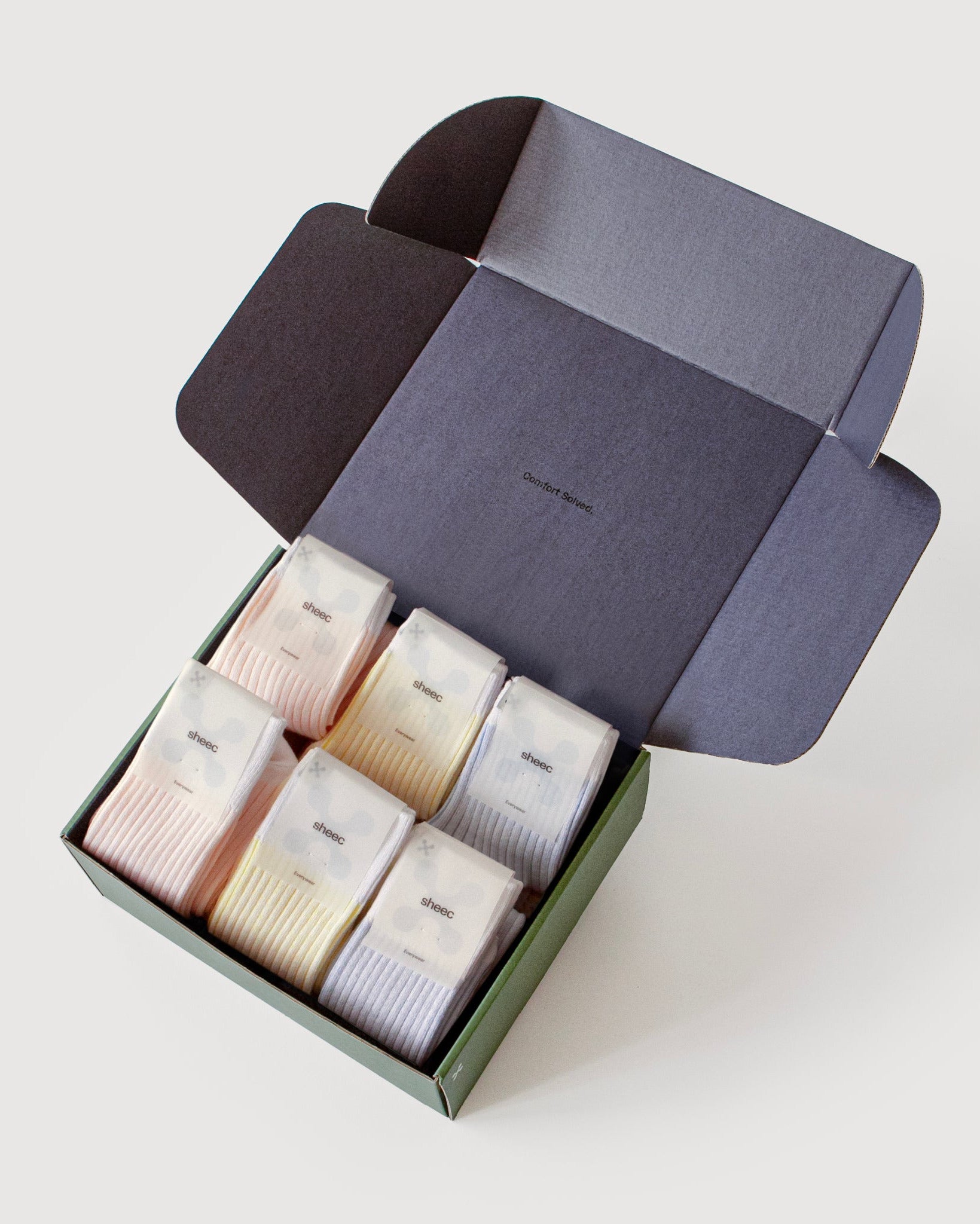 Everywear Refined Ribbed Socks | WHITE Two-tone 6 Pair Gift Box