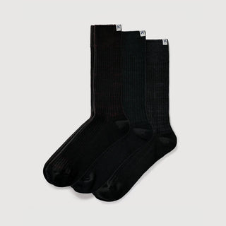 Everywear Refined Crew Socks | Black Two-tone Combo 3-Pair Multipack