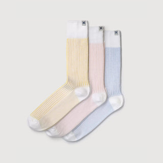 Everywear Refined Crew Socks | White Two-tone Combo 3-Pair Multipack