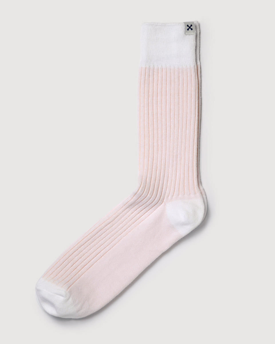 Everywear Refined Crew Socks | WHITE x PEACH