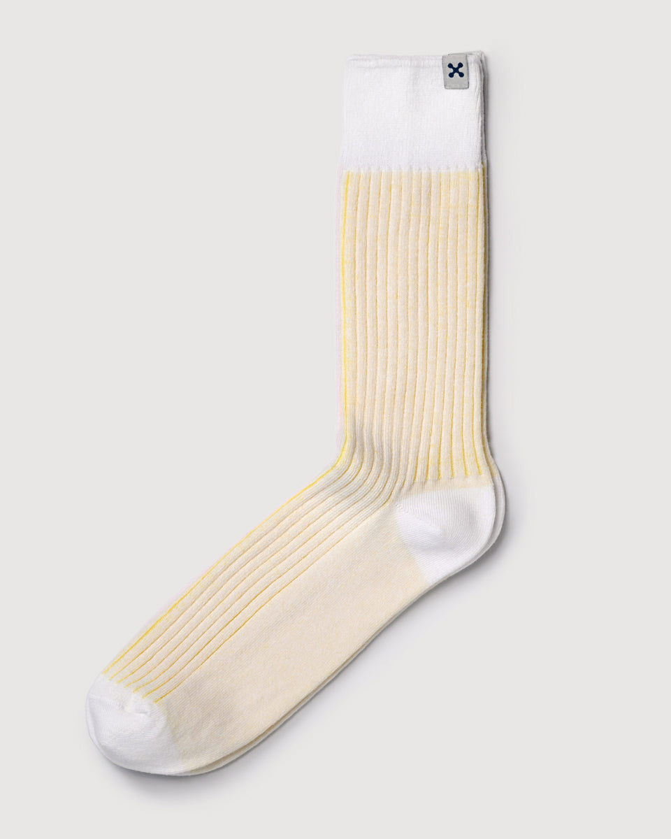 Everywear Refined Crew Socks | WHITE x YELLOW
