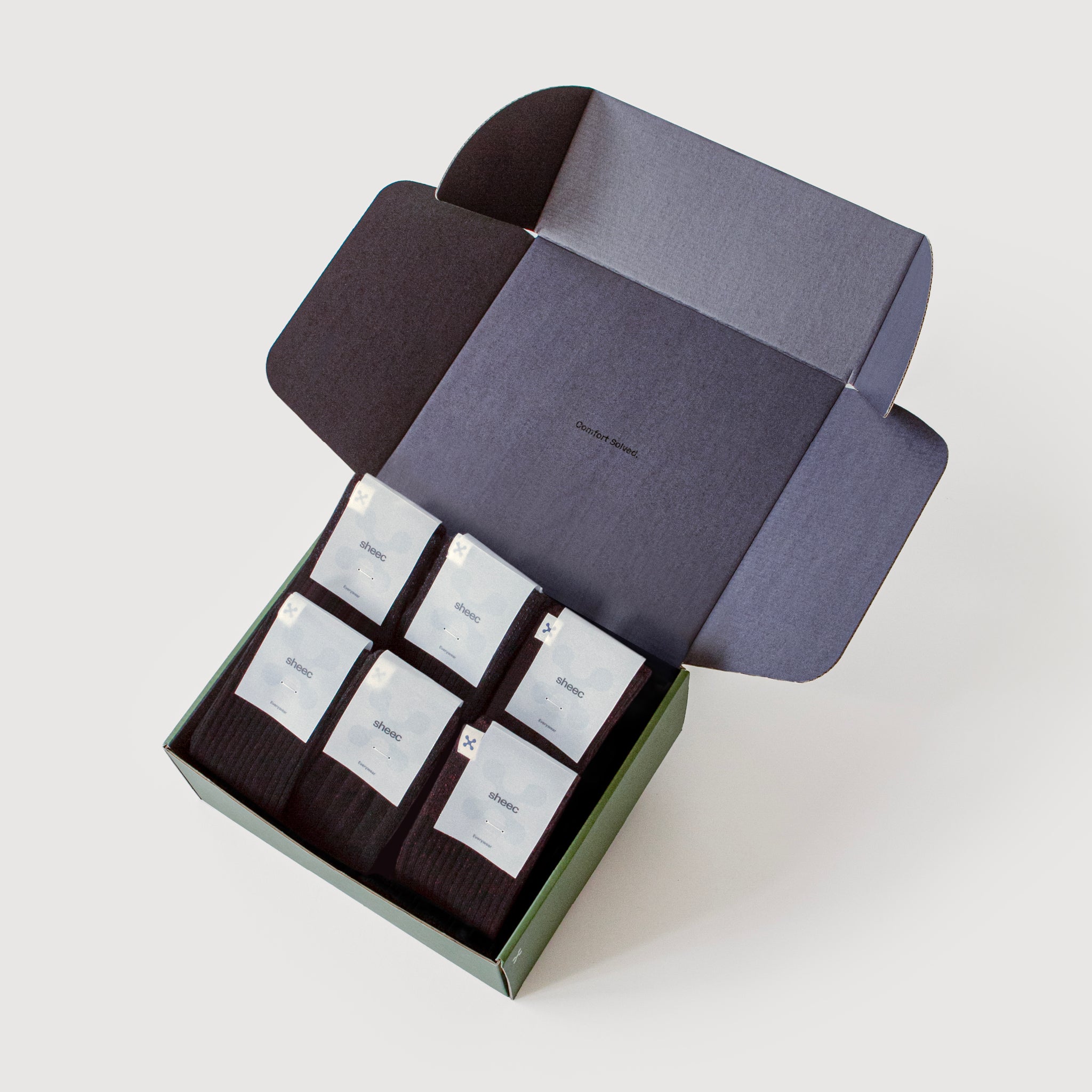 Everywear Crew Socks | BLACK Two-tone 6 Pair Gift Box