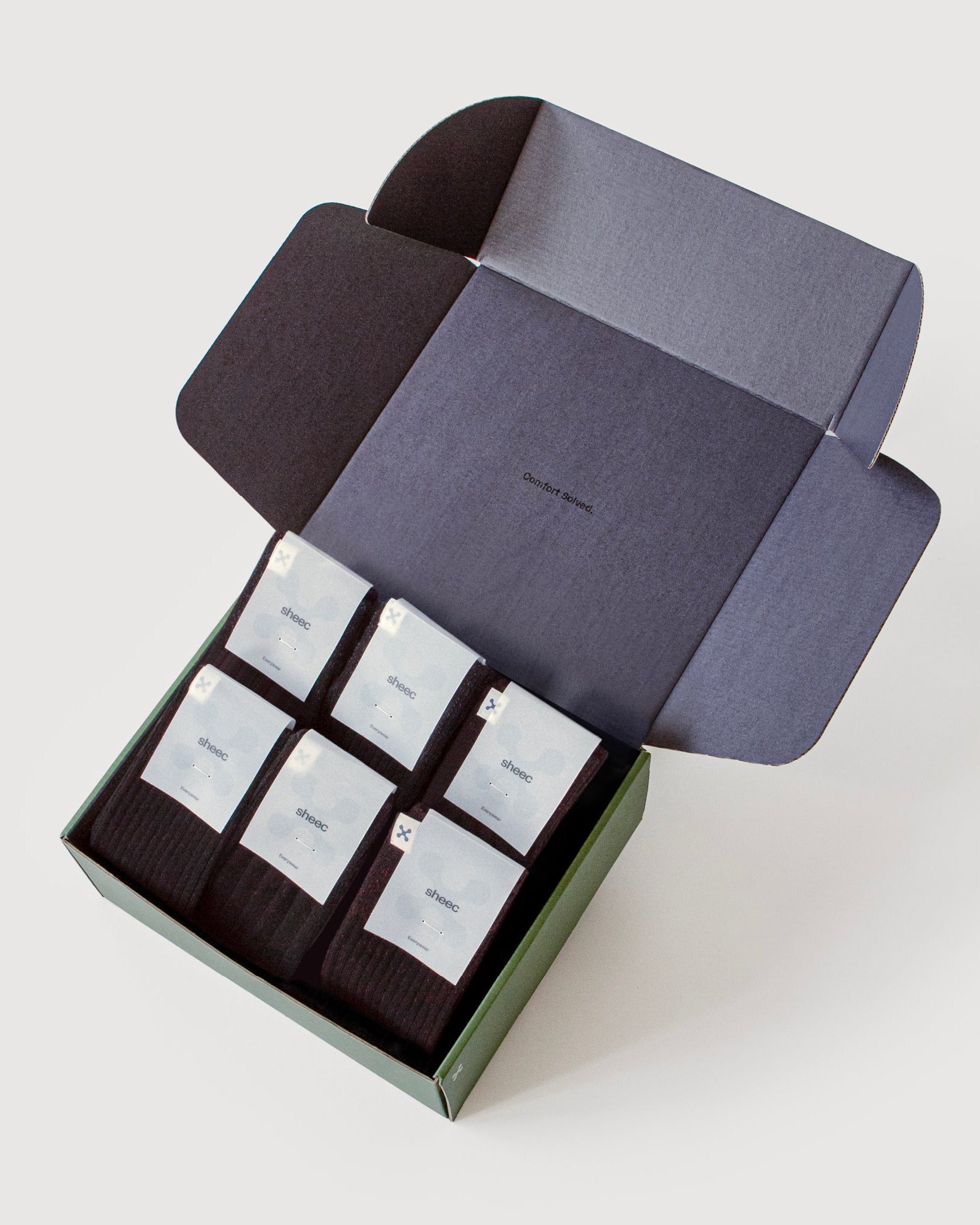 Everywear Crew Socks | BLACK Two-tone 6 Pair Gift Box