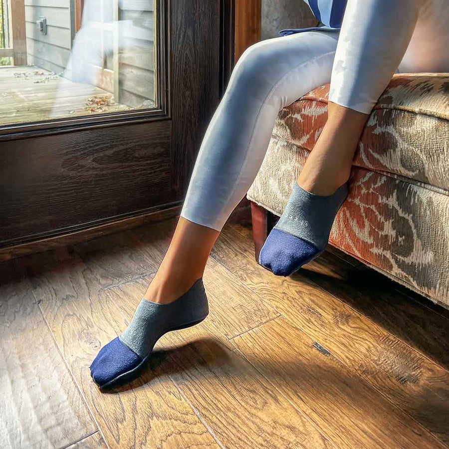 Cozy Fleece No Show Socks | BLUE GRAY