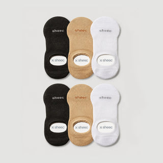 Active High-cut No Show Socks | Black, Beige, White 6-Pair Multipack